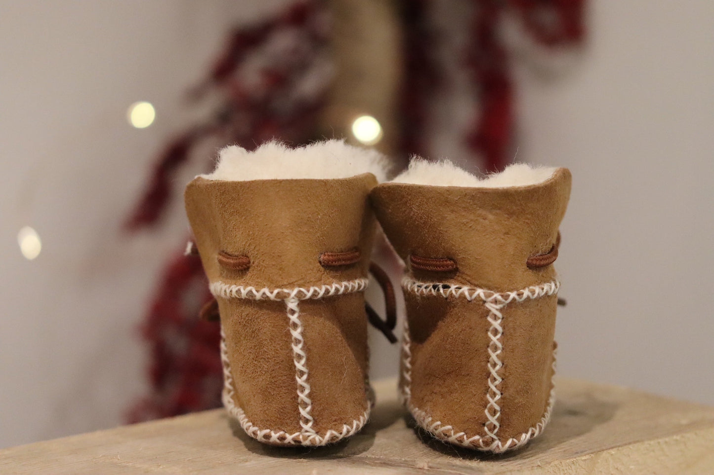 Sheepskin Soft Childrens Fur Booties - Chestnut