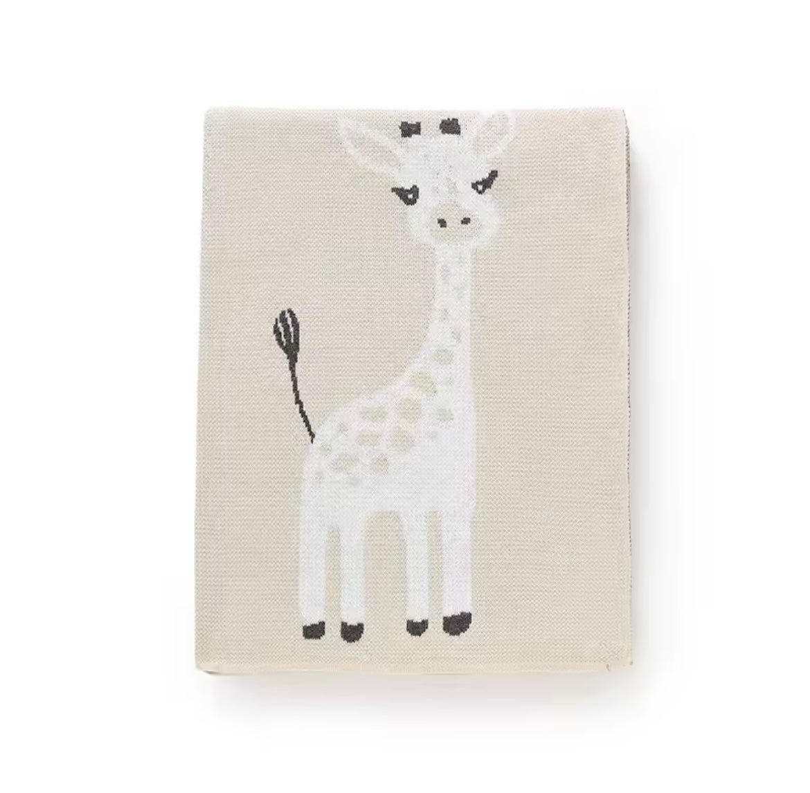 Cotton Knit Giraffe Baby Blanket - Cream