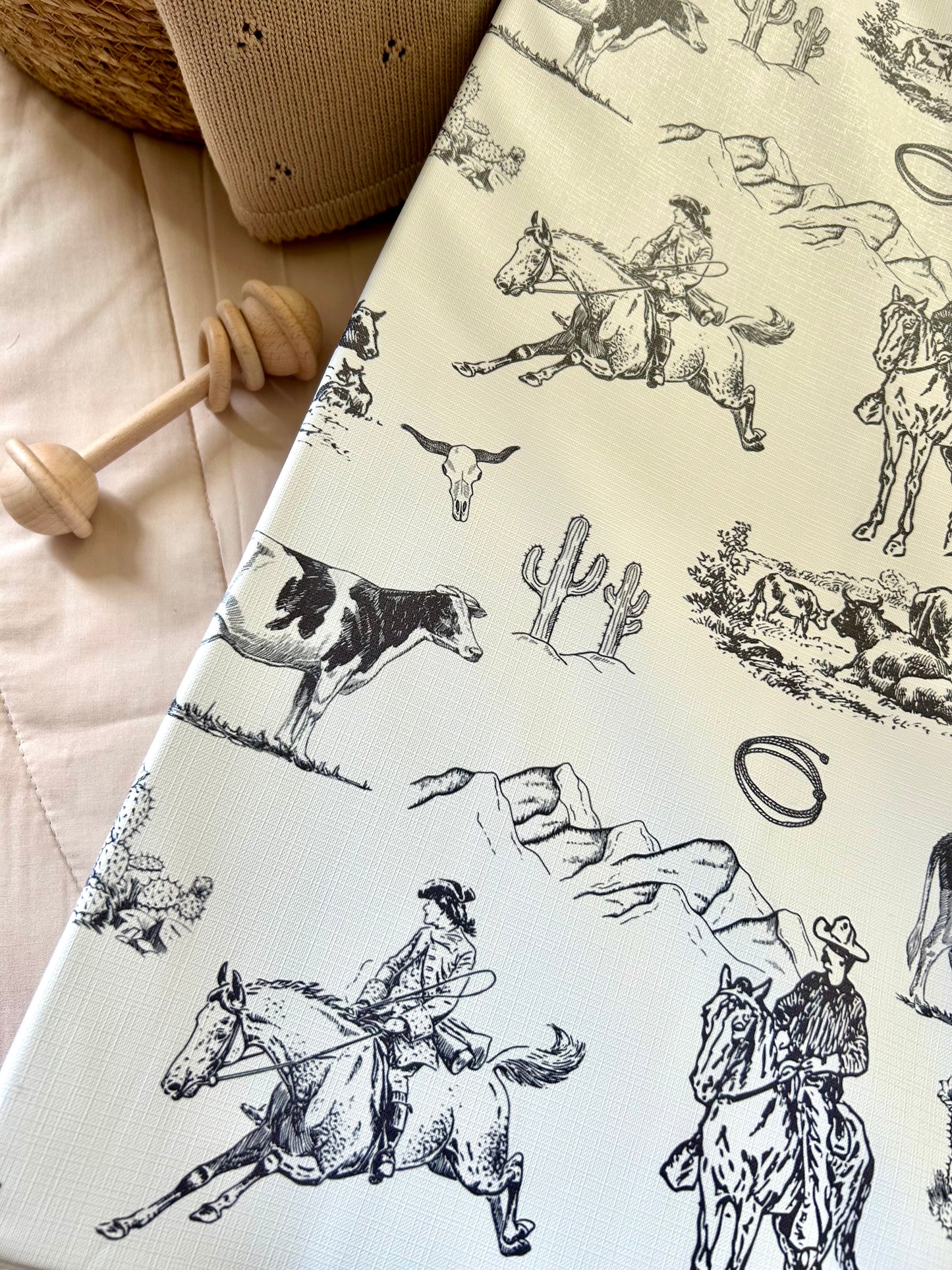 Cowboy Monochrome Anti - Roll Wedge Changing Mat