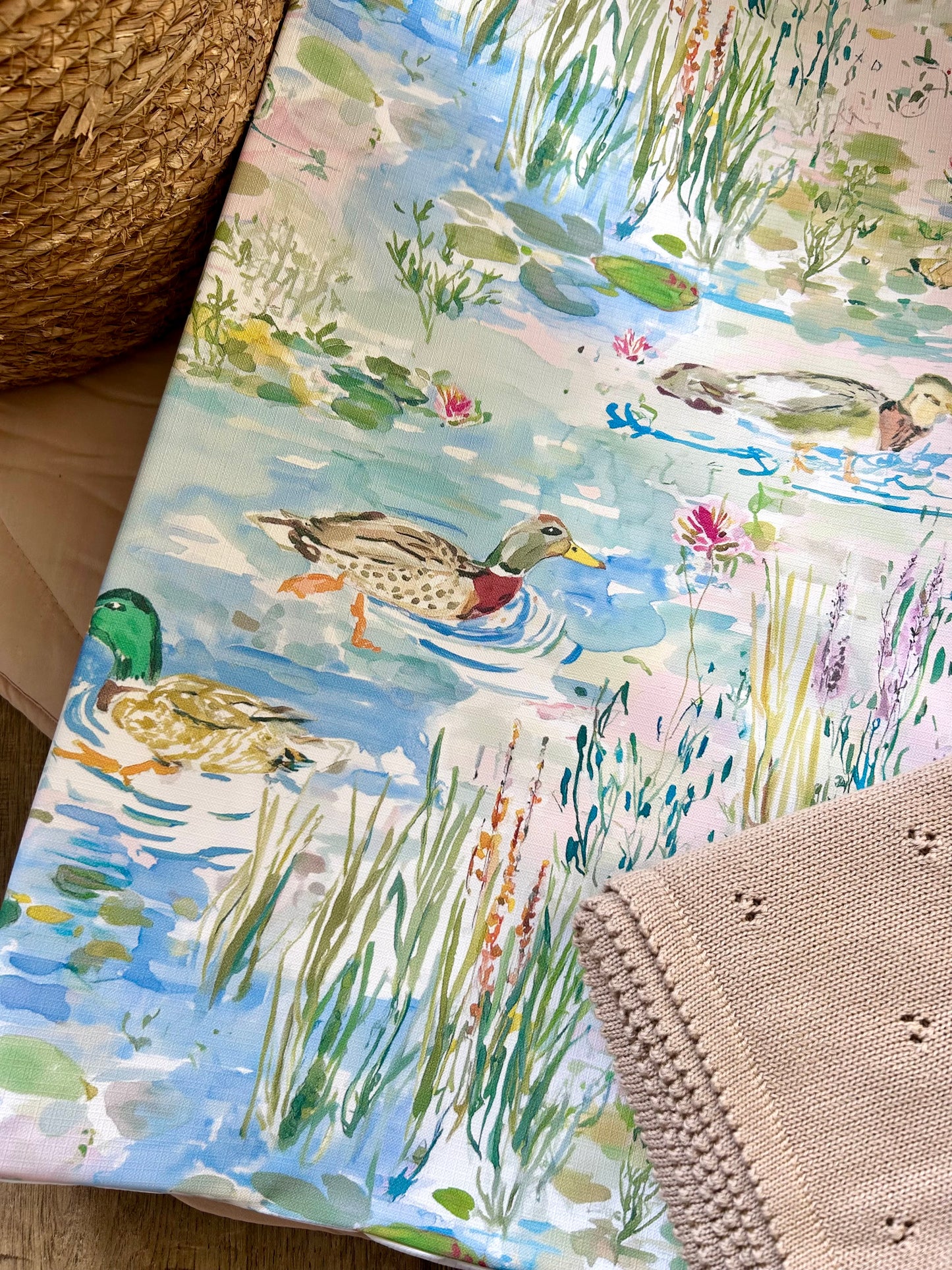 Watercolour Duck Pond Anti - Roll Wedge Changing mat - PRE ORDER