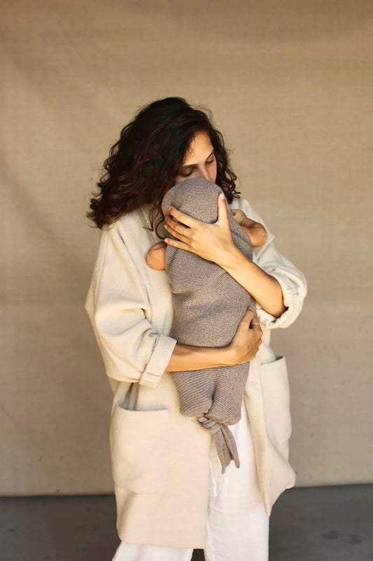 Pre - Order Easy Cacoon Cotton Knitted Knot Swaddle - Concrete