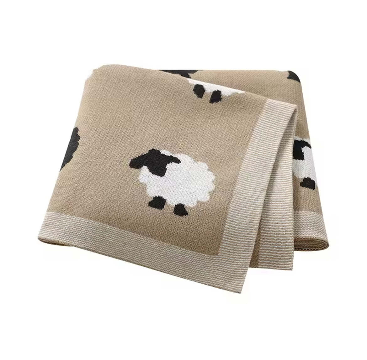Cotton Lamb Design Baby Blanket - Taupe