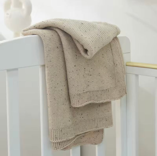 beige modern speckle baby blanket