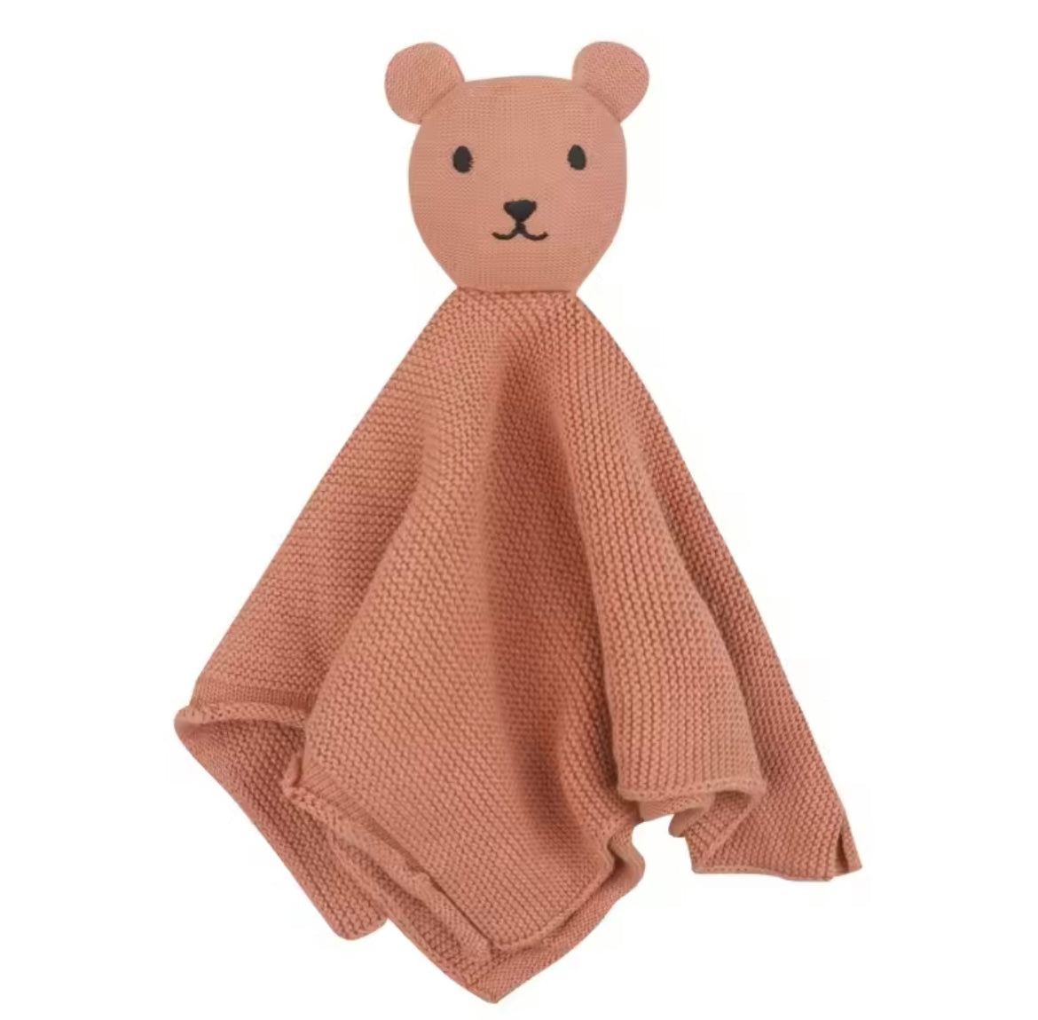 Cotton Knit Bear Lovey Comforter - Brick