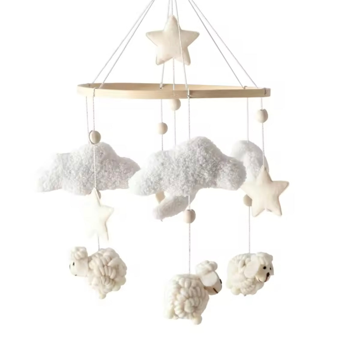 Handmade boucle Clouds & Lamb Crib Mobile