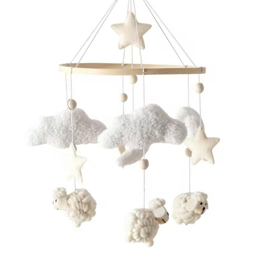 Handmade boucle Clouds & Lamb Crib Mobile