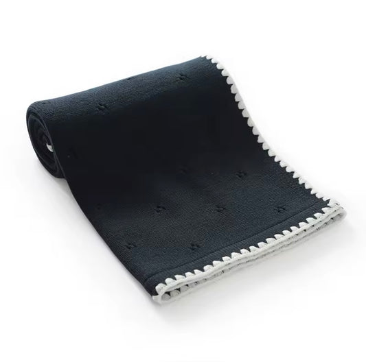 Breathable Hemmed Cotton Pointelle Baby Blanket - Royal Blue