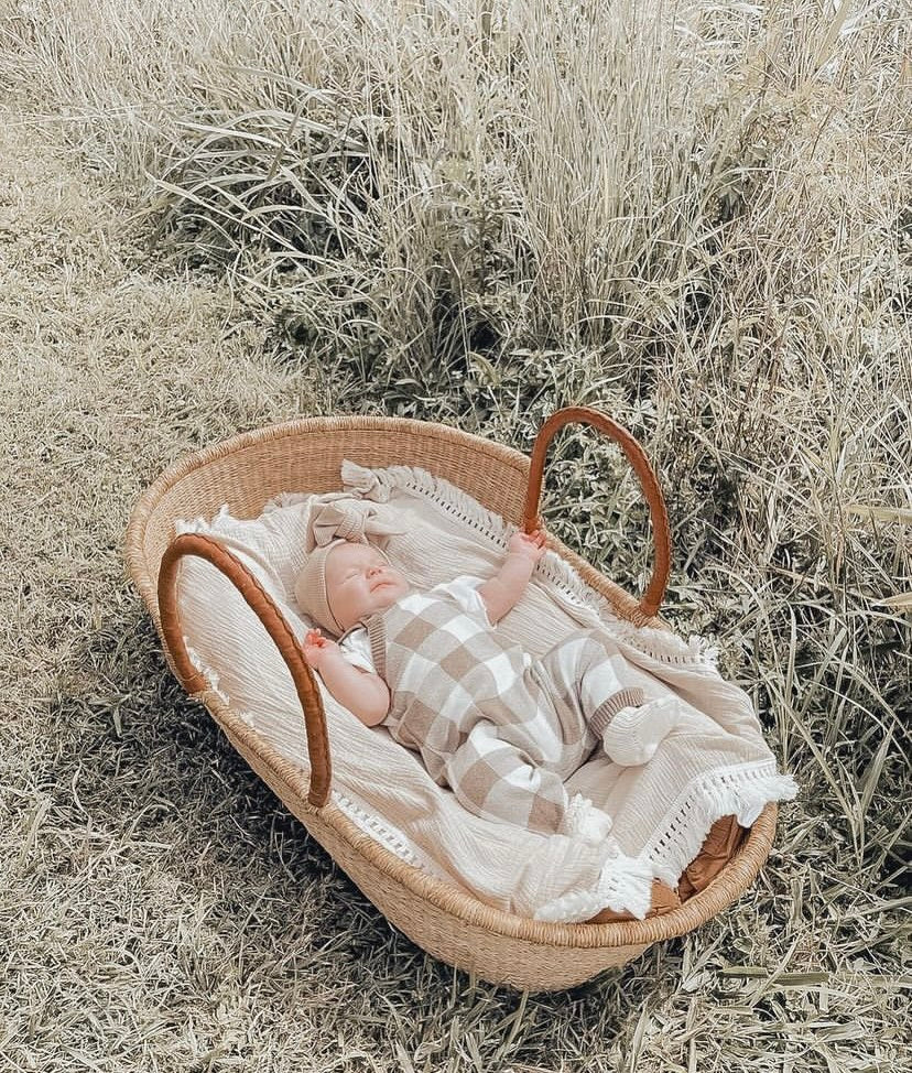 Cotton muslin fringe multi use swaddle - Nude
