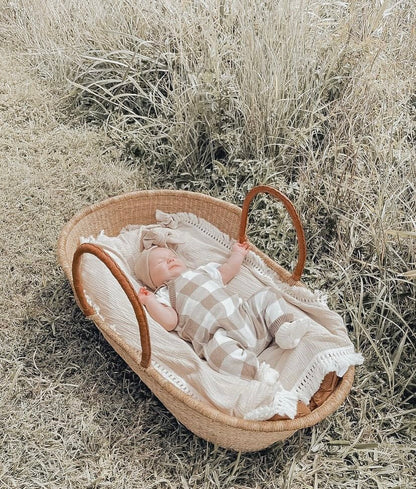 Cotton muslin fringe multi use swaddle - Nude