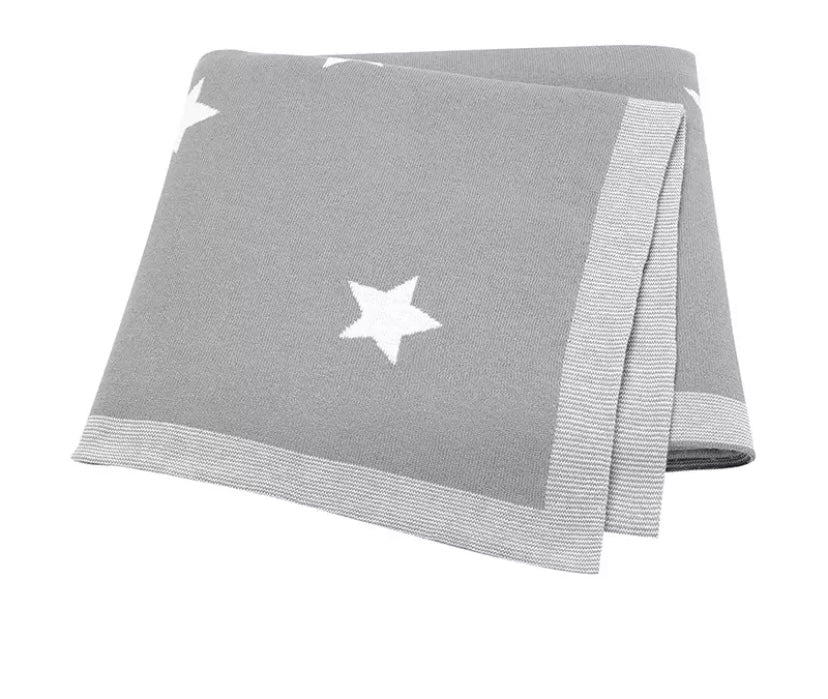 Cotton knit chunky star blanket - Grey