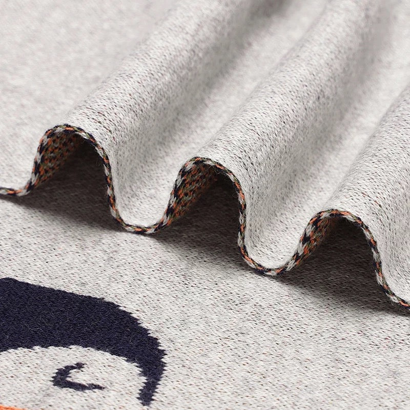 Cotton knit Toucan blanket - Grey