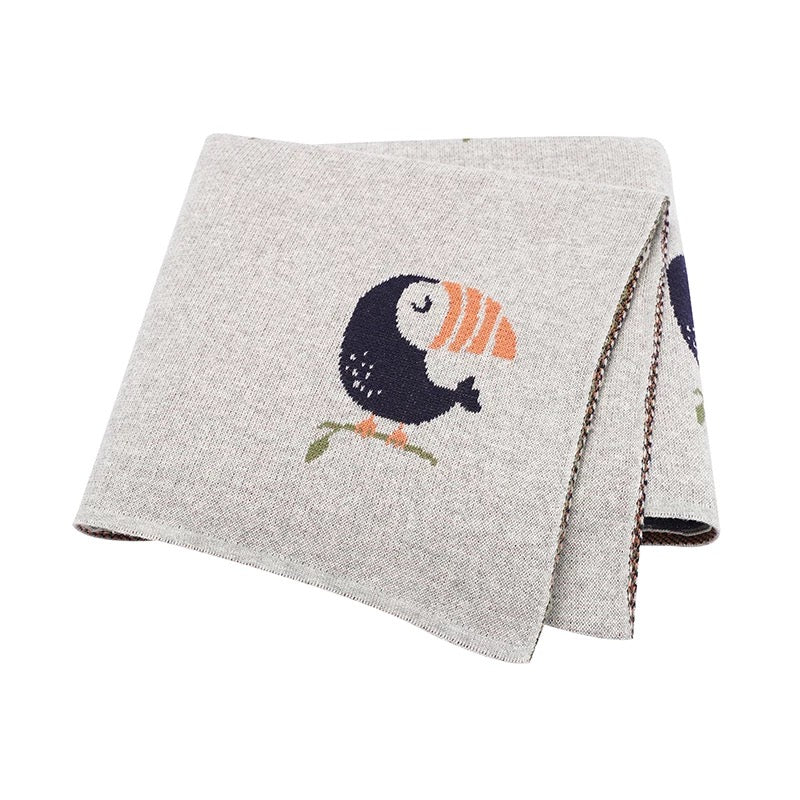 Cotton knit Toucan blanket - Grey