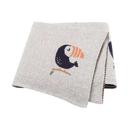 Cotton knit Toucan blanket - Grey