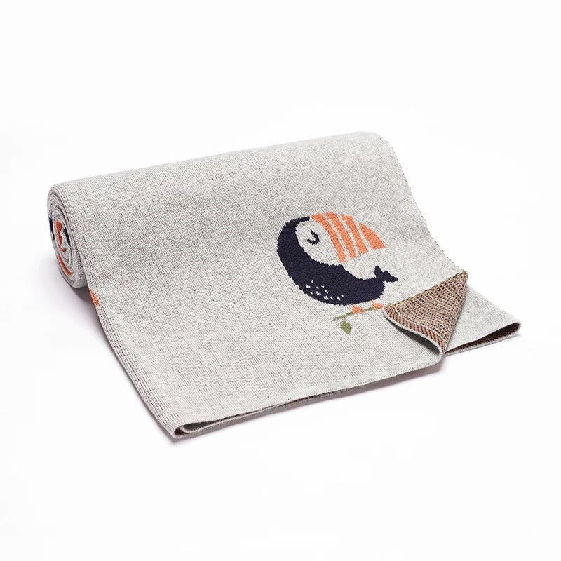 Cotton knit Toucan blanket - Grey