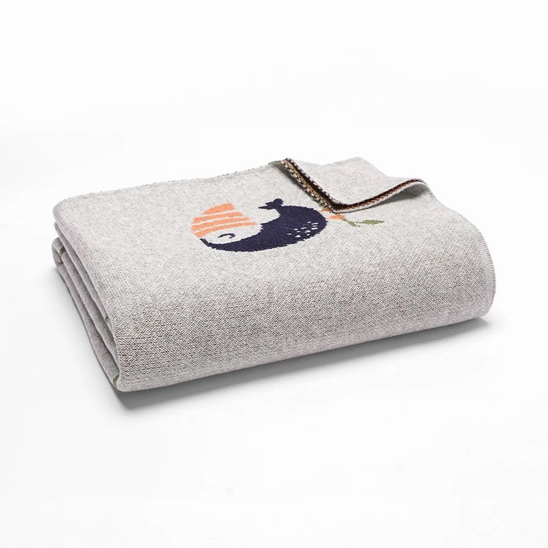 Cotton knit Toucan blanket - Grey