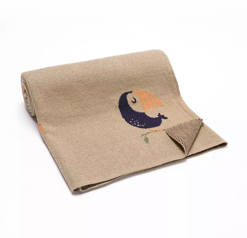 Cotton knit Toucan blanket - Sand