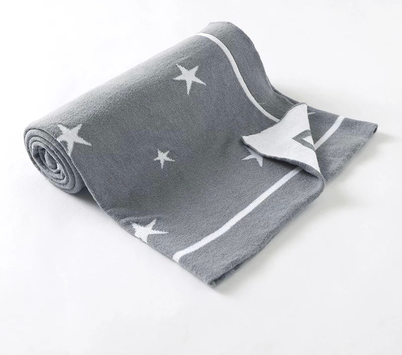 Cotton knit multi star blanket - grey