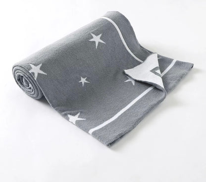 Cotton knit multi star blanket - grey